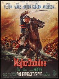 9y1958 MAJOR DUNDEE French 1p 1965 Sam Peckinpah, Charlton Heston, different art by Jean Mascii!