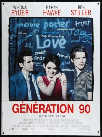 9y2016 REALITY BITES French 1p 1995 great image of Winona Ryder between Ben Stiller & Ethan Hawke!