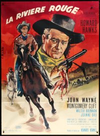 9y2020 RED RIVER French 1p R1964 different Allard art of John Wayne & Montgomery Clift, Howard Hawks