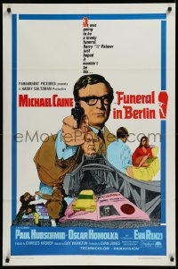 9y1576 FUNERAL IN BERLIN 1sh 1967 art of Michael Caine pointing gun, directed by Guy Hamilton!