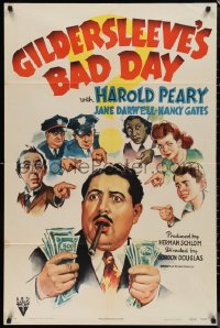 9y1577 GILDERSLEEVE'S BAD DAY 1sh 1943 Harold Peary, Jane Darwell, wacky artwork!