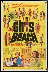 9y1580 GIRLS ON THE BEACH 1sh 1965 Beach Boys, Lesley Gore, LOTS of sexy women in bikinis!