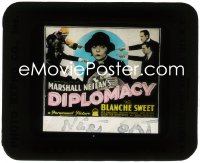 9y0443 DIPLOMACY glass slide 1926 Neil Hamilton & diplomats point accusingly at Blanche Sweet!