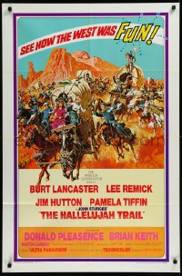 9y1591 HALLELUJAH TRAIL 1sh 1965 John Sturges, great wagon train art by Frank McCarthy!