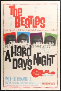 9y0289 HARD DAY'S NIGHT 1sh 1964 The Beatles in their first film, John, Paul, George & Ringo!