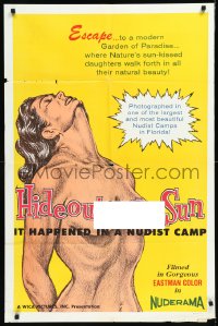 9y1595 HIDEOUT IN THE SUN 1sh 1960 Doris Wishman, it happened in a nudist camp, great nude art!