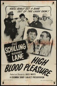 9y1596 HIGH BLOOD PLEASURE 1sh 1946 Schilling, Lane, get a bang out of this Columbia short, rare!