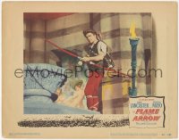 9y0725 FLAME & THE ARROW LC #2 1950 great image of Burt Lancaster with bow & arrow by nude painting!