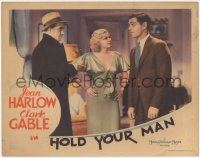 9y0742 HOLD YOUR MAN LC 1933 c/u of super sexy Jean Harlow between Clark Gable & Stuart Erwin, rare!