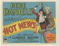 9y0612 HOT NEWS TC 1928 great image of scared Bebe Daniels & Neil Hamilton holding ropes!