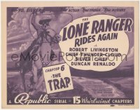 9y0623 LONE RANGER RIDES AGAIN chapter 6 TC 1939 masked hero Robert Livingston on horse, The Trap!