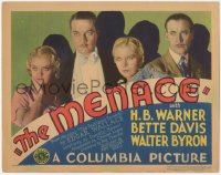 9y0631 MENACE TC 1932 Bette Davis shown w/H.B. Warner, Walter Byron & Natalie Moorhead, ultra rare!