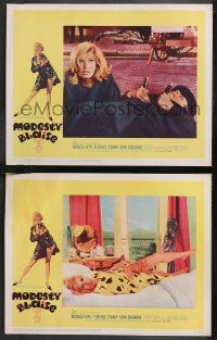 9y1085 MODESTY BLAISE 2 LCs 1966 Bob Peak border art of sexiest female secret agent Monica Vitti!