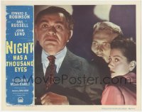 9y0784 NIGHT HAS A THOUSAND EYES LC #5 1948 best noir portrait of Edward G. Robinson, Russell & Lund!