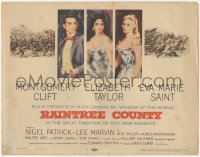 9y0644 RAINTREE COUNTY TC 1957 art of Montgomery Clift, Elizabeth Taylor & Eva Marie Saint!