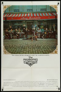 9y1624 MADWOMAN OF CHAILLOT 1sh 1969 Katharine Hepburn & other cast members outside cafe!