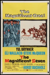 9y1626 MAGNIFICENT SEVEN 1sh 1960 Yul Brynner, Steve McQueen, Sturges 7 Samurai cowboy remake!