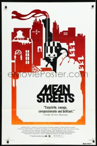 9y1633 MEAN STREETS 1sh 1973 Robert De Niro, Martin Scorsese, cool artwork of hand holding gun!