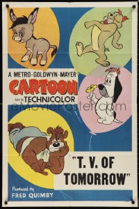 9y1634 METRO-GOLDWYN-MAYER CARTOON 1sh 1952 art of Tex Avery's Droopy & more, T.V. of Tomorrow!
