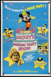 9y1635 MICKEY'S BIRTHDAY PARTY SHOW 1sh 1978 Davy Crockett, great art of Disney cartoon stars