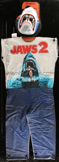 9y0339 JAWS 2 costume 1978 art of giant shark attacking girl on water by Feck on shirt, cool mask!