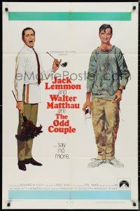 9y1647 ODD COUPLE 1sh 1968 art of best friends Walter Matthau & Jack Lemmon by Robert McGinnis!