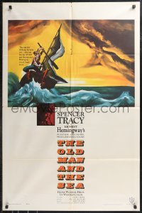 9y1648 OLD MAN & THE SEA 1sh 1958 Spencer Tracy, Ernest Hemingway, John Sturges, dramatic art!