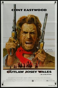 9y1653 OUTLAW JOSEY WALES studio style 1sh 1976 Clint Eastwood is an army of one, Roy Anderson art!