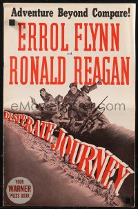 9y0480 DESPERATE JOURNEY pressbook 1942 Errol Flynn & Ronald Reagan crash-land in WWII Germany, rare!