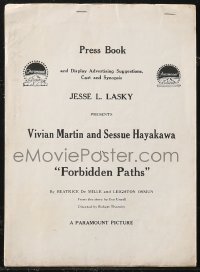 9y0491 FORBIDDEN PATHS pressbook 1917 Vivian Martin & Sessue Hayakawa, mixed race romance, rare!