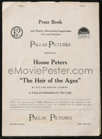 9y0501 HEIR OF THE AGES pressbook 1917 House Peters in caveman fantasy & modern day sequence, rare!