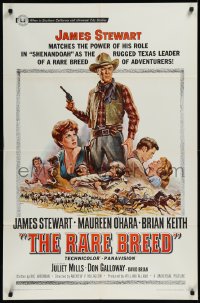 9y1671 RARE BREED 1sh 1966 art of Texas leader James Stewart, Maureen O'Hara & Brian Keith!