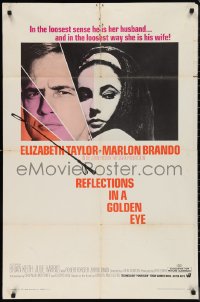 9y1673 REFLECTIONS IN A GOLDEN EYE 1sh 1967 John Huston, Liz Taylor, Brando & Keith!