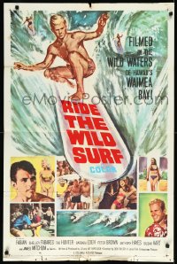 9y1677 RIDE THE WILD SURF 1sh 1964 Fabian, ultimate poster for surfers to display on their wall!