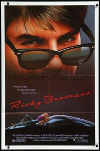 9y1680 RISKY BUSINESS 1sh 1983 classic c/u art of Tom Cruise in cool shades by Drew Struzan!