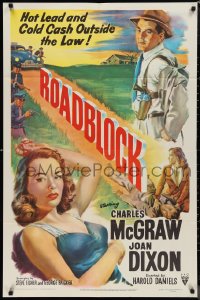 9y1681 ROADBLOCK 1sh 1951 hot lead & cold cash outside the law, sexy Joan Dixon, film noir!