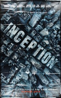 9y0303 INCEPTION vinyl banner 2010 Christopher Nolan, DiCaprio, cool overhead view of dream city!