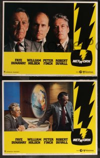 9y0980 NETWORK 8 LCs 1976 Faye Dunaway, Robert Duvall, William Holden, Peter Finch, Sidney Lumet!