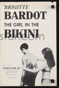 9y0498 GIRL IN THE BIKINI pressbook 1958 great images of sexy Brigitte Bardot in skimpy swimsuit!