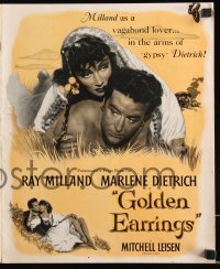 9y0500 GOLDEN EARRINGS pressbook 1947 sexy gypsy Marlene Dietrich & vagabond lover Ray Milland!