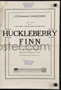 9y0504 HUCKLEBERRY FINN pressbook 1920 Sargent as Mark Twain's classic juvenile character, rare!