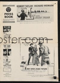 9y0511 LAW & JAKE WADE pressbook 1958 Robert Taylor, Richard Widmark, Owens, John Sturges, w/herald!