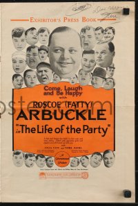 9y0515 LIFE OF THE PARTY pressbook 1920 America's funniest comedian Roscoe Fatty Arbuckle, rare!