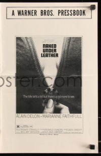 9y0527 NAKED UNDER LEATHER pressbook 1970 Alain Delon, sexy Marianne Faithfull, includes herald!