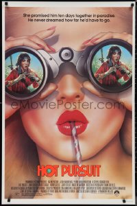 9z1317 HOT PURSUIT 1sh 1987 Struzan art of woman girl looking at John Cusack through binoculars!