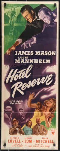 9z0816 HOTEL RESERVE insert 1944 James Mason, Lucie Mannheim, from the novel by Eric Ambler, rare!