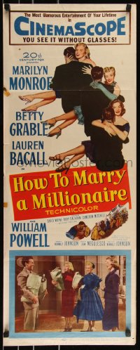 9z0819 HOW TO MARRY A MILLIONAIRE insert 1953 Marilyn Monroe, Betty Grable & Lauren Bacall!