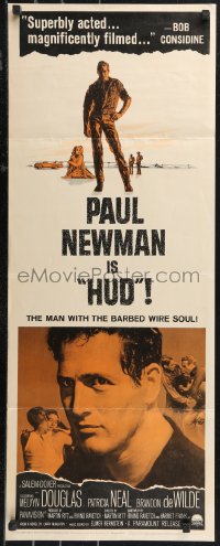 9z0820 HUD insert 1963 close up of Paul Newman as the man with the barbed wire soul!