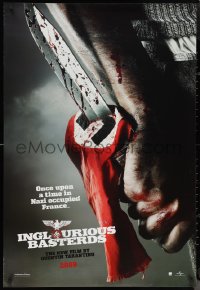 9z1324 INGLOURIOUS BASTERDS teaser DS 1sh 2009 Quentin Tarantino, bloody knife through Nazi flag!