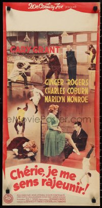 9z0524 MONKEY BUSINESS Italian 15x30 1952 Grant, Ginger Rogers, sexy Marilyn Monroe, ultra rare!